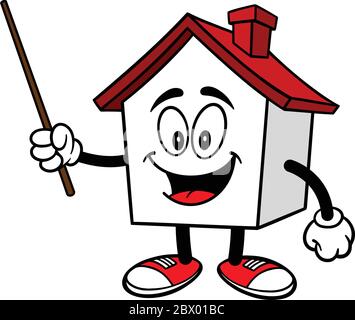Haus mit Zeiger- EINE Cartoon-Illustration eines Hauses mit Zeiger. Stock Vektor