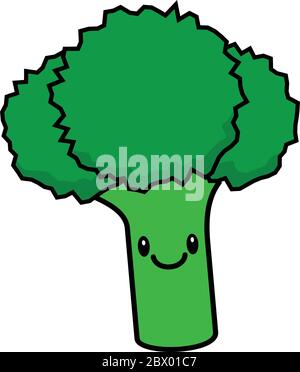 Kawaii Broccoli- EINE Cartoon Illustration eines Kawaii Broccoli. Stock Vektor