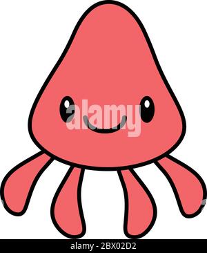 Kawaii Squid- EINE Cartoon Illustration eines Kawaii Squid Charakters. Stock Vektor