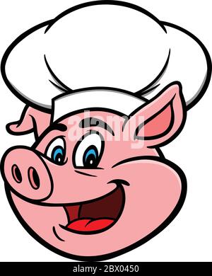 Schwein mit Kochmütze - EINE Cartoon Illustration eines Schweins mit Kochmütze. Stock Vektor