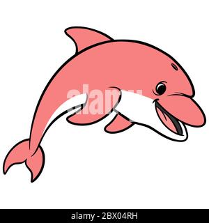 Pink Dolphin - EINE Karikatur-Illustration eines Pink Dolphin. Stock Vektor