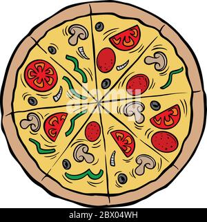 Pizza Pie - EINE Karikatur Illustration eines Pizza Pie. Stock Vektor