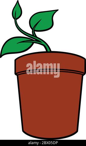 Topfpflanze - EINE Karikatur Illustration einer Topfpflanze. Stock Vektor