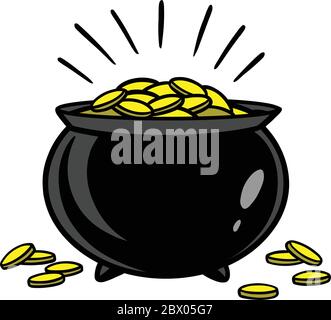 Topf mit Gold - eine Illustration eines Topf mit Gold. Stock Vektor