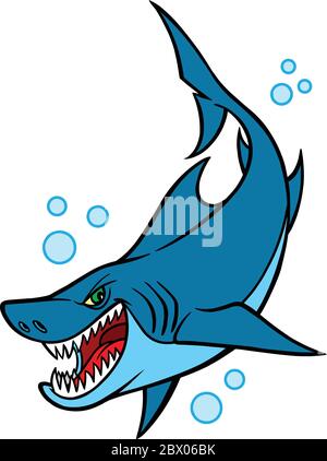 Shark - EINE Cartoon-Illustration eines Shark Mascot. Stock Vektor