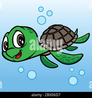 Meeresschildkröte - EINE Cartoon Illustration einer Meeresschildkröte. Stock Vektor
