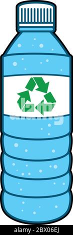 Recycelbarer Kunststoff - EINE Karikatur-Illustration einer recycelbaren Plastikflasche. Stock Vektor