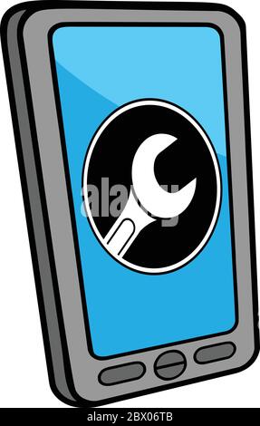 Smartphone Mechanic Locator - eine Illustration eines Smartphone Mechanic Locator. Stock Vektor