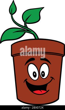 Topfpflanze Maskottchen- EINE Cartoon-Illustration eines Topfpflanze Maskottchen. Stock Vektor