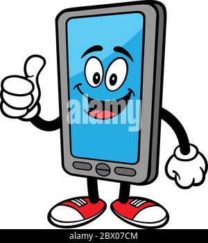 Smartphone mit Daumen hoch- EINE Cartoon Illustration eines Smartphones mit Daumen hoch. Stock Vektor
