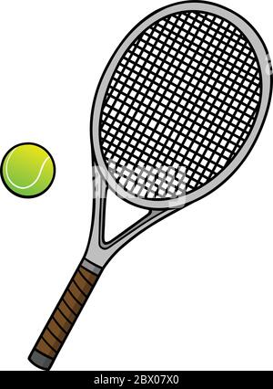 Tennisball und Tennisschläger - eine Illustration eines Tennisballs und Tennisschlägers. Stock Vektor