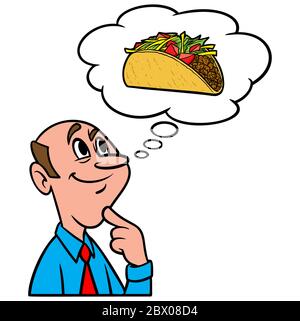 Denken über Tacos- eine Illustration einer Person Denken über Tacos. Stock Vektor