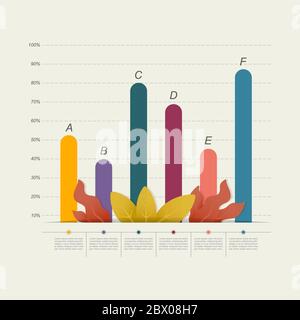 Balkendiagramm Diagramm Diagramm Statistische Business Infografik Illustration mit Nature Leaf Stock Vektor