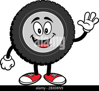 Reifen Cartoon winken- eine Illustration eines Cartoon Reifen winken. Stock Vektor