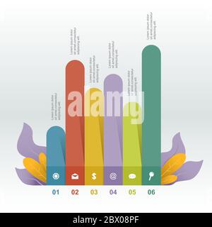 Balkendiagramm Diagramm Diagramm Statistische Business Infografik Illustration mit Nature Leaf Stock Vektor