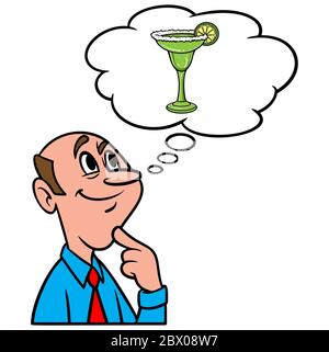 Denken an eine Margarita - eine Illustration einer Person Denken an eine Margarita. Stock Vektor