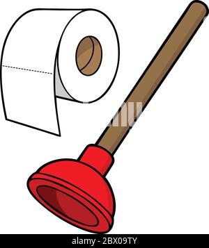 Toilettenpapier und Stößel - eine Illustration von Toilettenpapier und Stößel. Stock Vektor