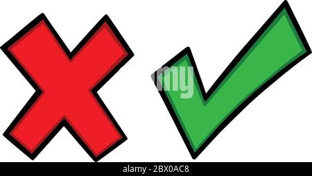 Check Mark und X-Mark Icons - EINE Karikatur-Illustration von Check Mark und X-Mark-Symbole. Stock Vektor