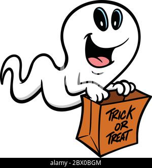 Trick or Treat Ghost- EINE Cartoon Illustration eines Trick or Treat Ghost. Stock Vektor
