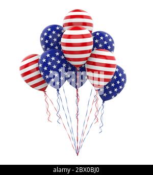 US Patriotic Ballons isoliert Stockfoto