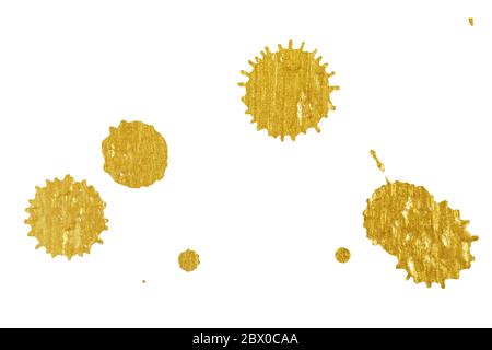 Goldene Flecken auf weißem Hintergrund. Stockfoto