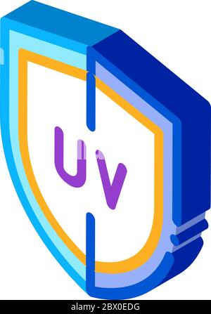 Abbildung des isometrischen Symbolvektors für UV-Schutz Stock Vektor