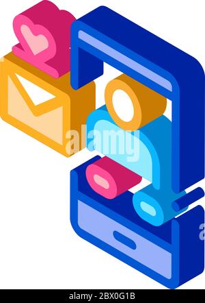 Romantische Nachricht isometrische Symbol Vektor-Illustration Stock Vektor