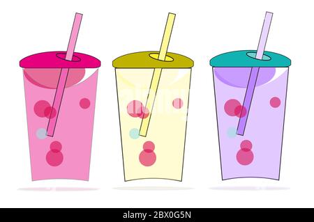 Bunte Smoothie Obst Getränke Vektor Illustration Stock Vektor