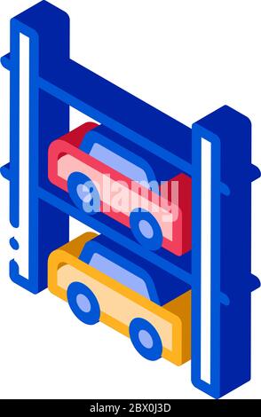 Mehrgeschossiger Parkplatz isometrische Symbol Vektor-Illustration Stock Vektor