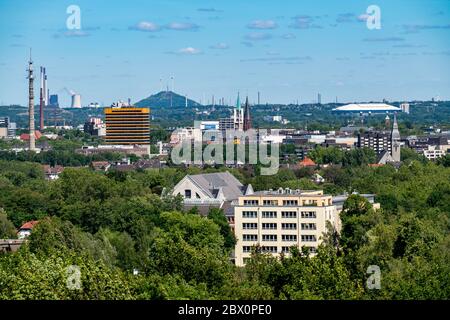 Blick über Gelsenkrichen nach Norden, Schalke Arena, Uniper Kraftwerk Scholven, Deutschland Stockfoto