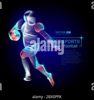Abstract american Football oder Rugby-Spieler männliche Figur in laufenden Aktion bewegen Pose menschliche Silhouette Vektor Cyber-Sport Kontur Kontur illust Stock Vektor