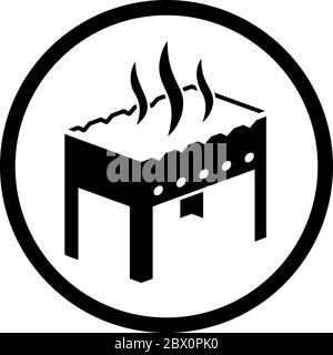 Vektor-Grill-Symbol oder heiße Chargrill mit Feuer tragbare bbq Emblem Silhouette Illustration isoliert auf weißem Hintergrund perfekt in Logo-Design zu verwenden Stock Vektor