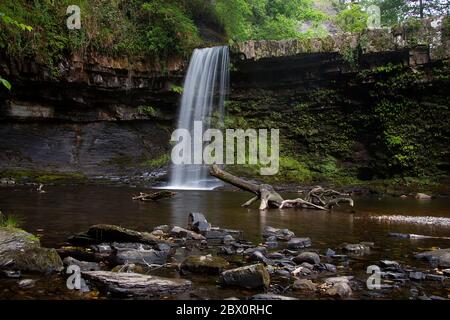 Sgwd Gwladys oder Lady Falls am Fluss Pyrddin im Brecon Beacons National Park, South Wales, Großbritannien Stockfoto