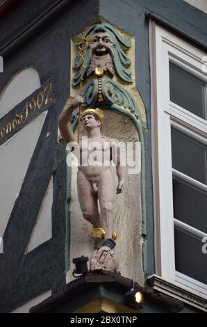 Historische Straßen der Altstadt von Marburg, Deutschland Stockfoto