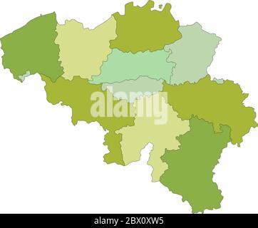 Sehr detaillierte editierbare politische Karte mit getrennten Ebenen. Belgien. Stock Vektor