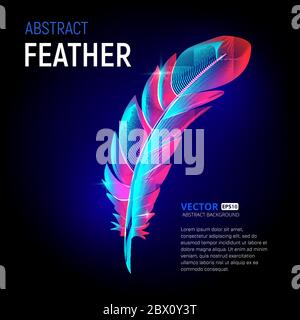 Vektor bunte Feder oder flauschige Plumelet mit abstrakten 3d-Formen Geometrie Linien Textur und Kontur Verlauf Wellen vintage moderne trendige Kunst Grafik Stock Vektor