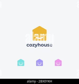 Einfaches Smiley Modernes Haus Logo Design Mit Farbvielfalt Stock Vektor