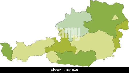 Österreich - sehr detaillierte editierbare politische Karte mit getrennten Ebenen. Stock Vektor