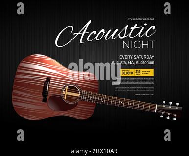 Poster Für Die Veranstaltung „Acoustic Night Live Performance“ Stock Vektor