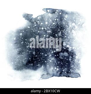 Blauer Aquarellhintergrund. Splash abstrakte Form Zeichnung. Stockfoto