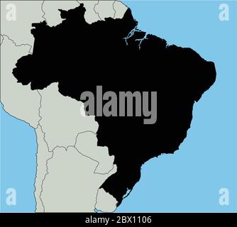 Sehr detaillierte Brasilien Silhouette Karte. Stock Vektor