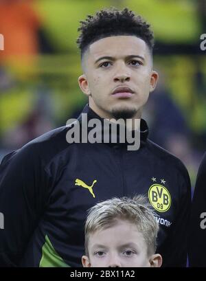 Dortmund, Deutschland. 19. Feb 2020. firo: 02/18/2020 Fußball, 2019/2020 Champions League: Runde 16 1. Etappe BVB Borussia Dortmund. - Paris St. Saint Germain Portrait, Jadon Sancho Kredit: dpa/Alamy Live News Stockfoto