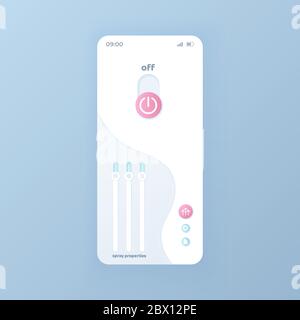 Einstellungen Smartphone Schnittstelle Vektor-Vorlage. Weißes Design-Layout für die Seite der mobilen App. Schieberegler „Optionen“. Flache Benutzeroberfläche für Anwendungen. Taste „Ausschalten“. C Stock Vektor