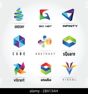 Abstraktes Buntes Business Logo Set Zeichen Symbol Symbol Stock Vektor