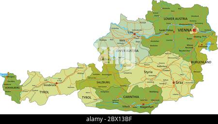 Österreich - sehr detaillierte editierbare politische Karte mit getrennten Ebenen. Stock Vektor