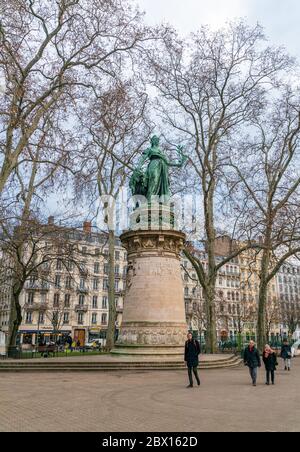 Lyon, Frankreich 3. Januar 2020 - Statue der Republik (Statue de la République) auf dem Place Carnot im Zentrum von Lyon Stockfoto