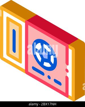 Ticket auf Fußball-Spiel isometrische Symbol Vektor-Illustration Stock Vektor