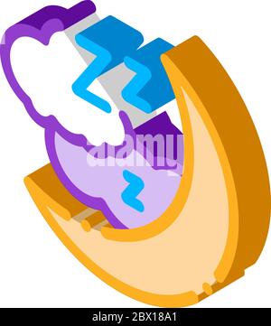 Nachthimmel mit Mond isometrische Symbol Vektor-Illustration Stock Vektor