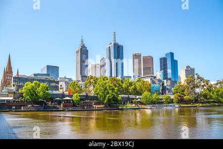 Blick auf die Skyline von Melbourne, Australien Stockfoto