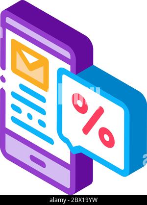 Telefonnachricht über die Darstellung des Isoometriesymbols in Prozent Stock Vektor